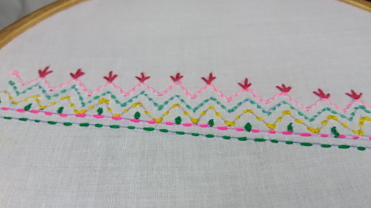Simple borderline design_ hand embroidery designs//
