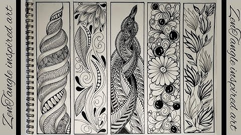 How to draw 5 Beautiful Easy ZenTangle Bookmarks Idea for beginners #drawing #bookmark