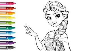 Cute Elsa Frozen Drawing And Coloring, Painting For Kids And Toddlers Les Draw Together