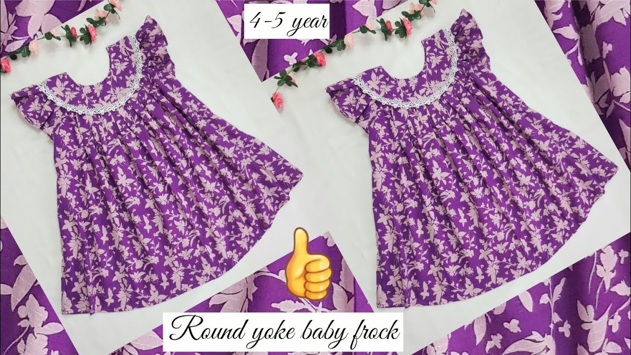 Round yoke baby frock cutting and stitching | 4-5 year baby girl frock tutorial @anyonecansew