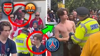 British Police Intervene After Arsenal Fans ATTACK Lone PSG Fan During PL Title Parade! 😱