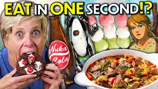 Eat In One Second - Video Game Foods! (Portal, Breath Of The Wild, Fallout) | People Vs. Food image