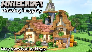 Minecraft Relaxing Longplay - Building a Cozy Starter Cottage (No Commentary) [1.19]