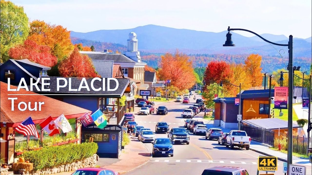 LAKE PLACID Walking Tour - Most Beautiful Town in Adirondack Mountains | 4K