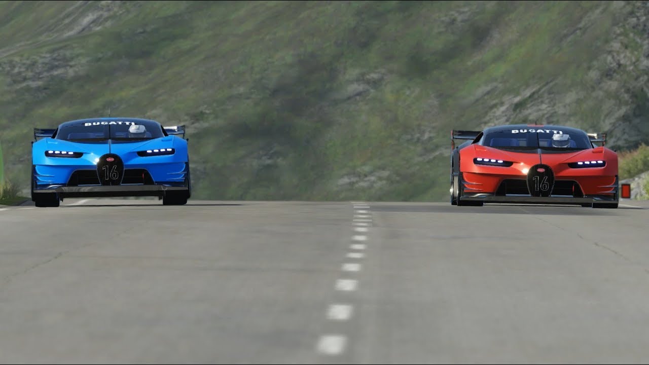 Bugatti Vision Gt Red Vs Bugatti Vision Gt Blue At Highlands Youtube