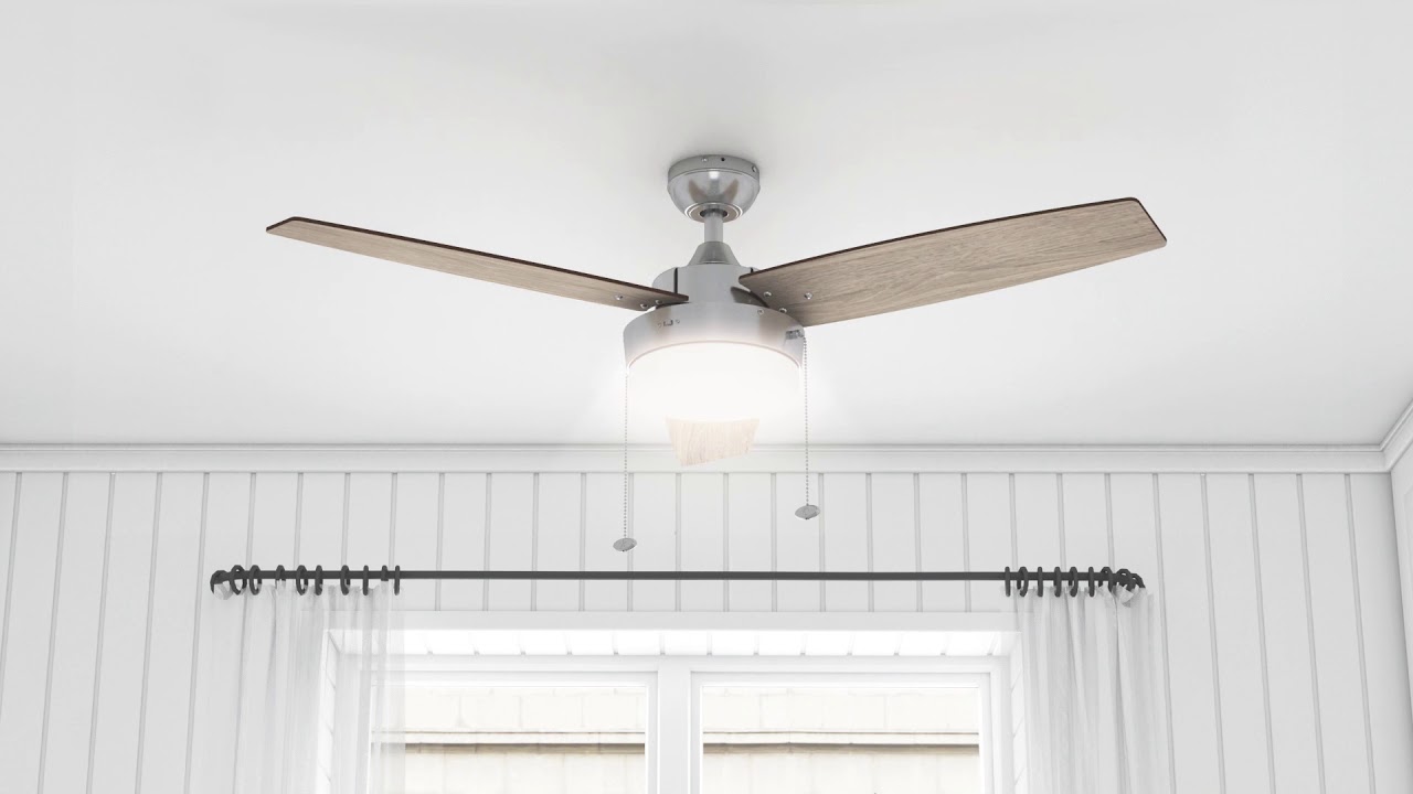 52 Inch Statham, Brushed Nickel, Pull Chain, Ceiling Fan