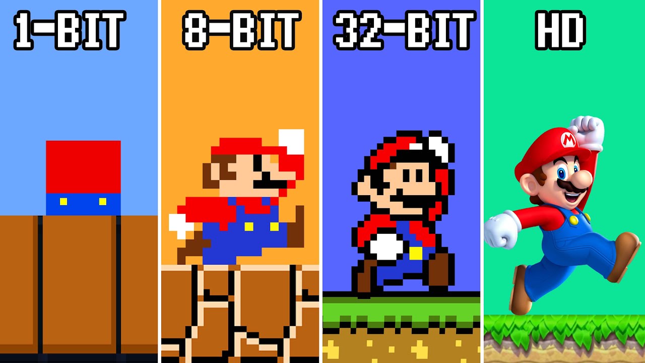 8BIT CHALLENGE What If Super Mario Bros 1 BIT Vs 8 BIT Vs 32 BIT Vs 8bit-challenge-what-if-super-mario-bros-1-bit-vs-8-bit-vs-32-bit-vs