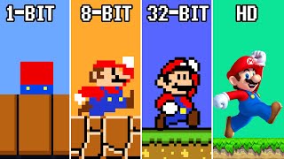 8BIT CHALLENGE: What If Super Mario Bros. 1BIT vs 8BIT vs 32BIT vs HD Challenge | 2TB STORY GAME