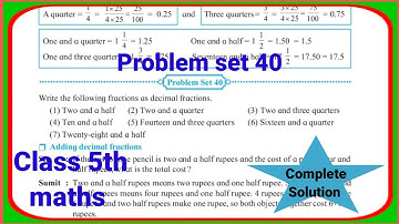 Problem set 40 class 5th maths | Decimal fractions std 5th maths
