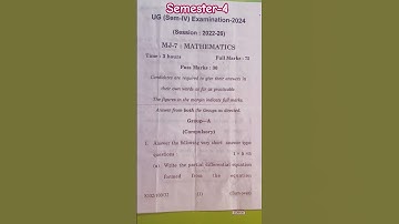 Maths Major-7 question paper (2022-26) graduation mathematics honours #SKMU