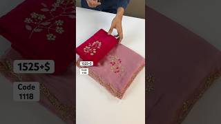Rangoli silk saree with handwork cover with hand thread work and velvet blouse with handwork