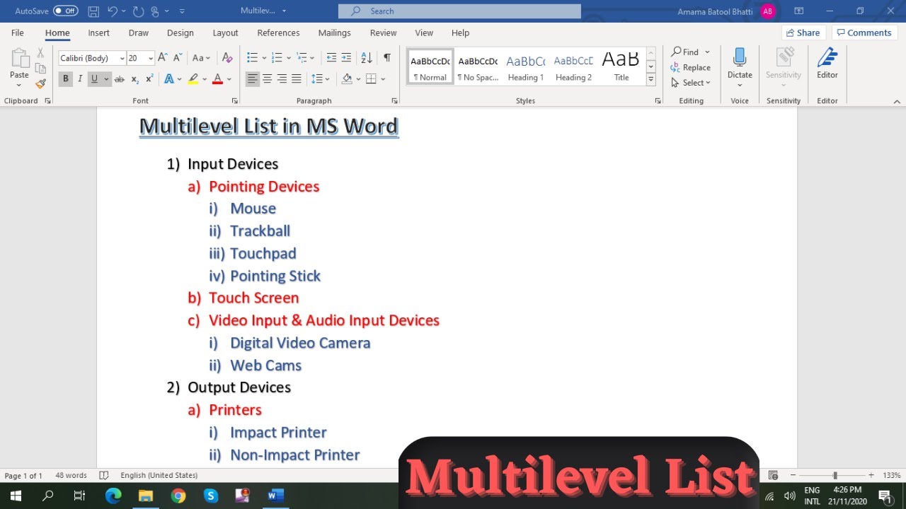 Microsoft Word Multi Level Lists Outline Template - Free Word Template