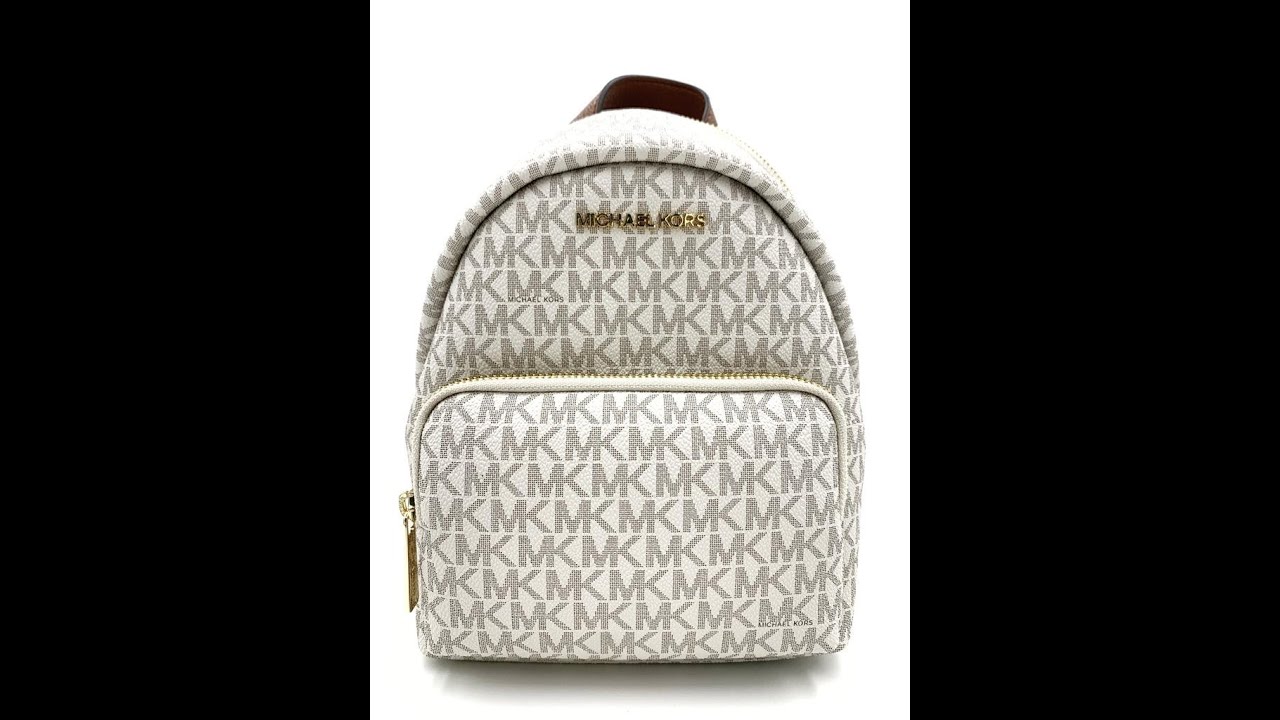 Michael Kors Small Erin Signature Leather Backpack (Vanilla) YouTube