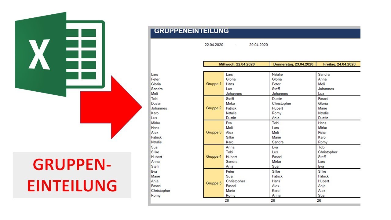 New Zufällige Gruppeneinteilungen in Excel erstellen I Excelpedia