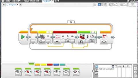 EV2 LEGO Robot  - ตัวอย่างโปรแกรมเดินตามเส้น ด้วยเซ็นเซอร์ตัวเดียว