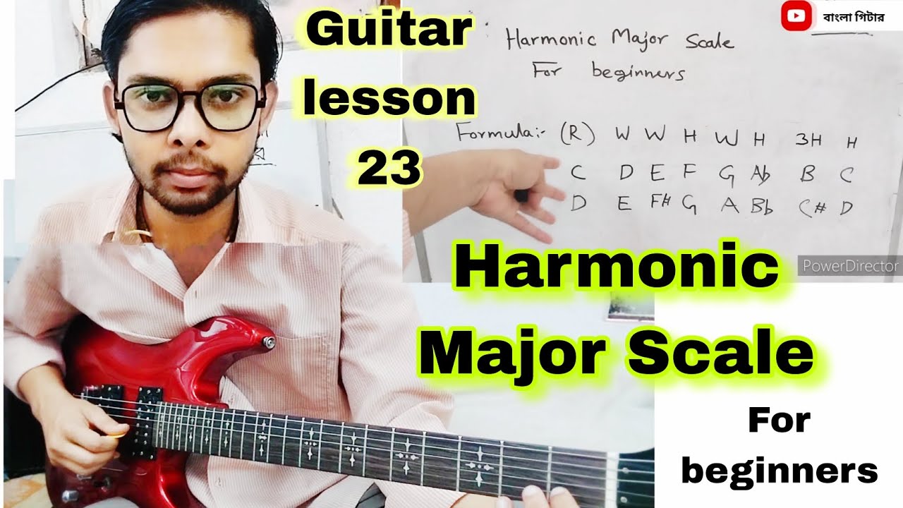 Guitar lesson 23; Harmonic major scale tutorial for beginners; How to ...