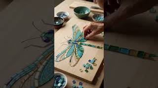 Tiny mosaic tiles become a stunning dragonfly artwork 🧩✨