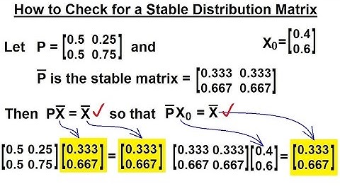 Prob & Stats - Markov Chains (11 of 38) How to Check for a Stable Distribution Matrix