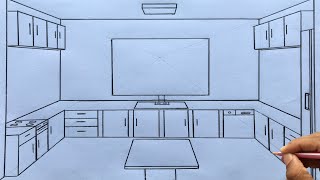 How to Draw a Kitchen in 1Point Perspective Step by Steps for Beginners