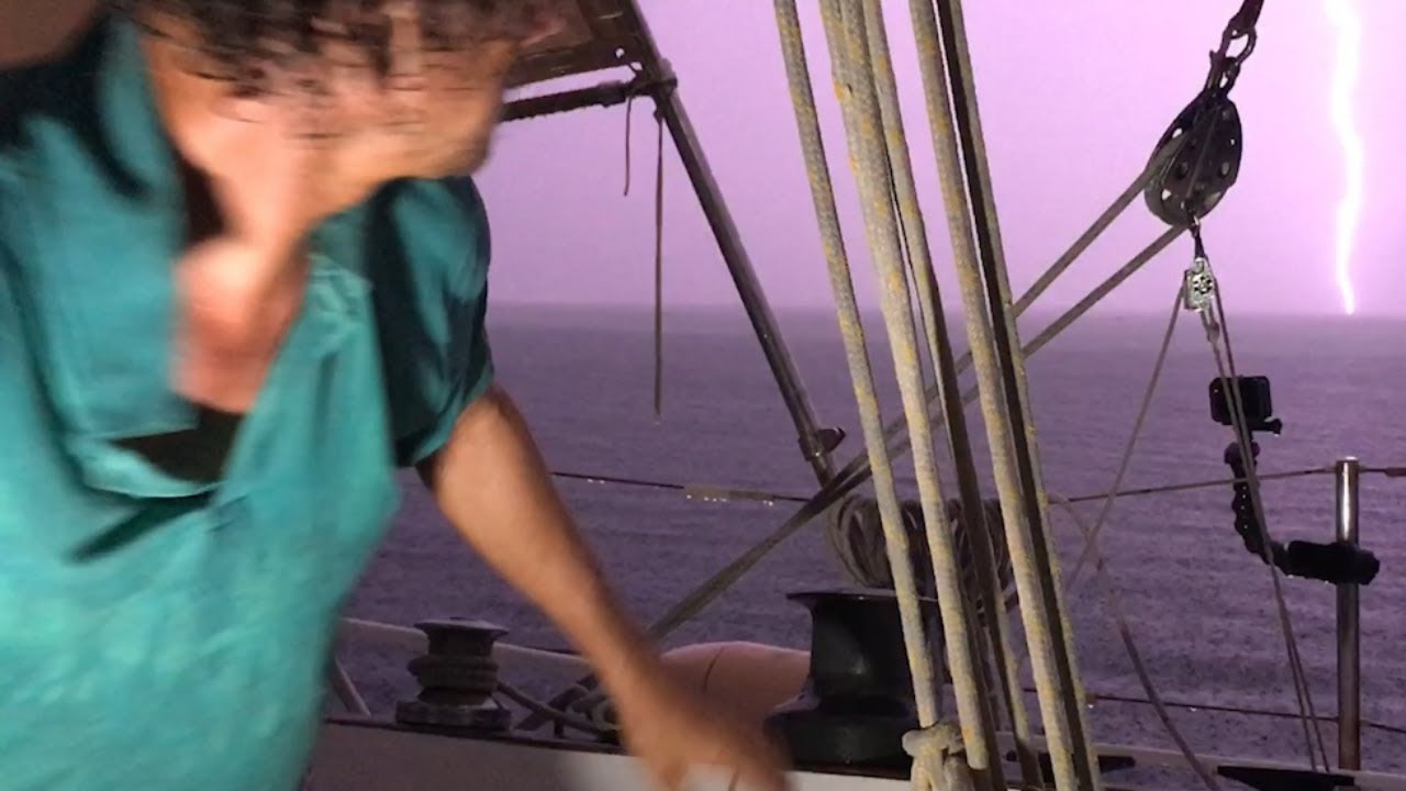 Ep. 307 Alone on a boat in an electrical storm – The lightning strikes  in a Caribbean paradise