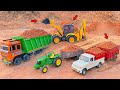 🚜JCB 5CX Loading Mud in Tata Signa Truck! 2 Tractors &amp; Pickup Waiting | JCB Cartoon | JCB Ki Khudai