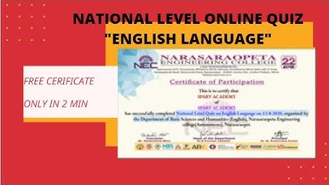 National Level Quiz e-Certificate on the English Language || Free certificate 2 min | SPARV Academy