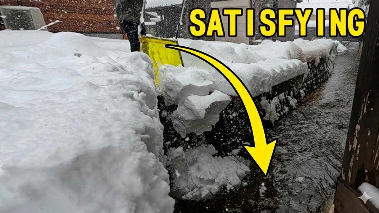 ASMR Snow Shoveling in Rural Japan | Satisfying Manual Labor (No Talking)