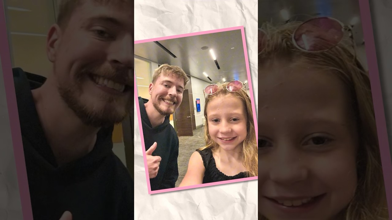 Nastya was shy when she met Mr. Beast