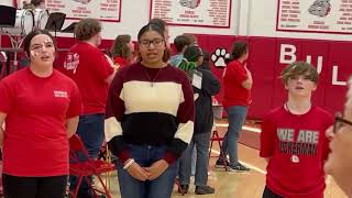 Choir sing National Anthem at 23-24 Homecoming Pep Rally