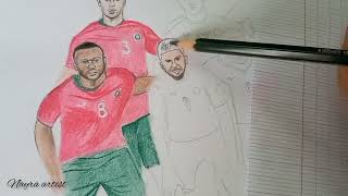 رسم سريع لفريق المنتخب المغربي ??⚽️تعلم الرسم للمبتدئين??