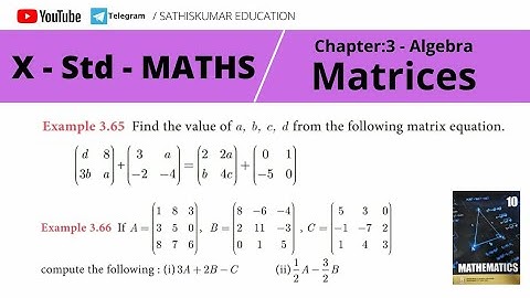 10th Std Maths- Matrices- Example 3.65 & 3.66