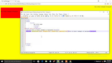 Html Marquee attributes direction behavior,bg-color Scroll amount ... in hindi