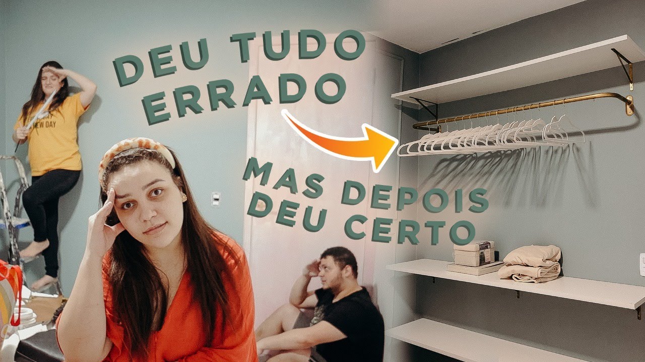 MONTAMOS O MEU GUARDA-ROUPA CLOSET de R$300, PINTAMOS A PORTA E O QUARTO TÁ QUASE PRONTO