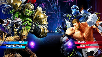 Gladiator Hulk & Rocket Raccoon vs Thanos & Thor (Very Hard) Marvel vs Capcom | 4K UHD Gameplay