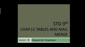 STD 9th Computer Chap.11 Tables and Mail Merge (Session : 03)