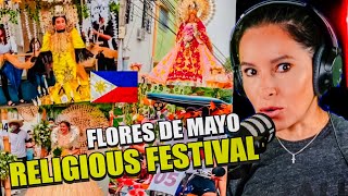 LATINA REACTS to FLORES DE MAYO in the PHILIPPINES