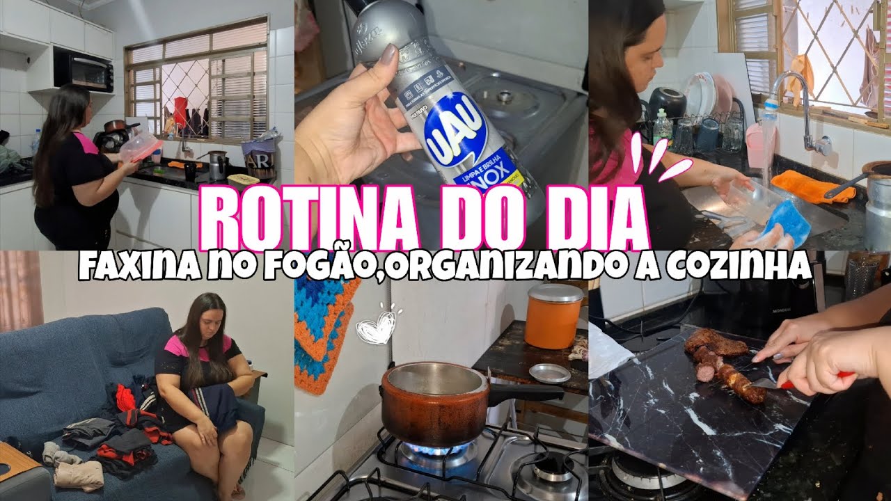 ROTINA DO DIA|FIZ FAXINA NO MEU FOGÃO|ORGANIZEI A COZINHA|CARNE ASSADA NA AIR FRYER|DOBREI ROUPAS🏠😍