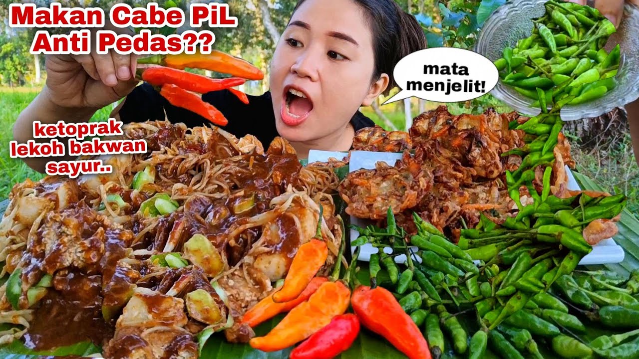 LEBIH NENDANG❗MAKAN CABE RAWIT SETAN + RAWIT MENTAH KETOPRAK GORENGAN BAKWAN MUKBANG