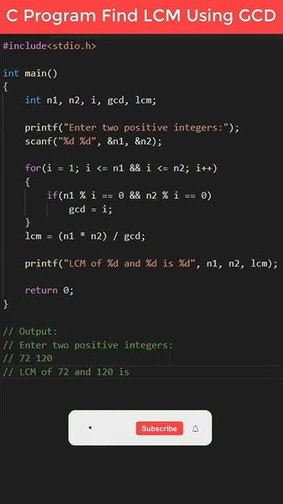 C Program Find LCM Using GCD | Lowest Common Multiple Using Greatest ...