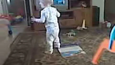 My daughter's learning to walk