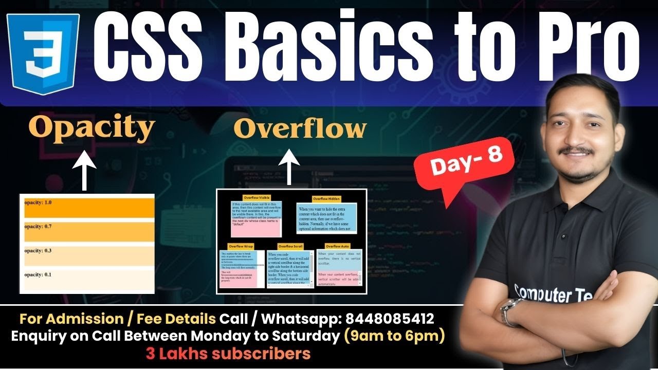 #8 CSS Opacity & Overflow | CSS Tutorial for Beginners | Computer Tech ...