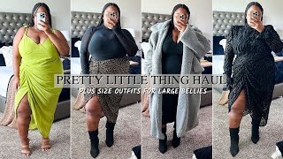 Pretty Little Thing Plus Size Haul | Apple Shaped Outfits for a Large Belly | FROM HEAD TO CURVE