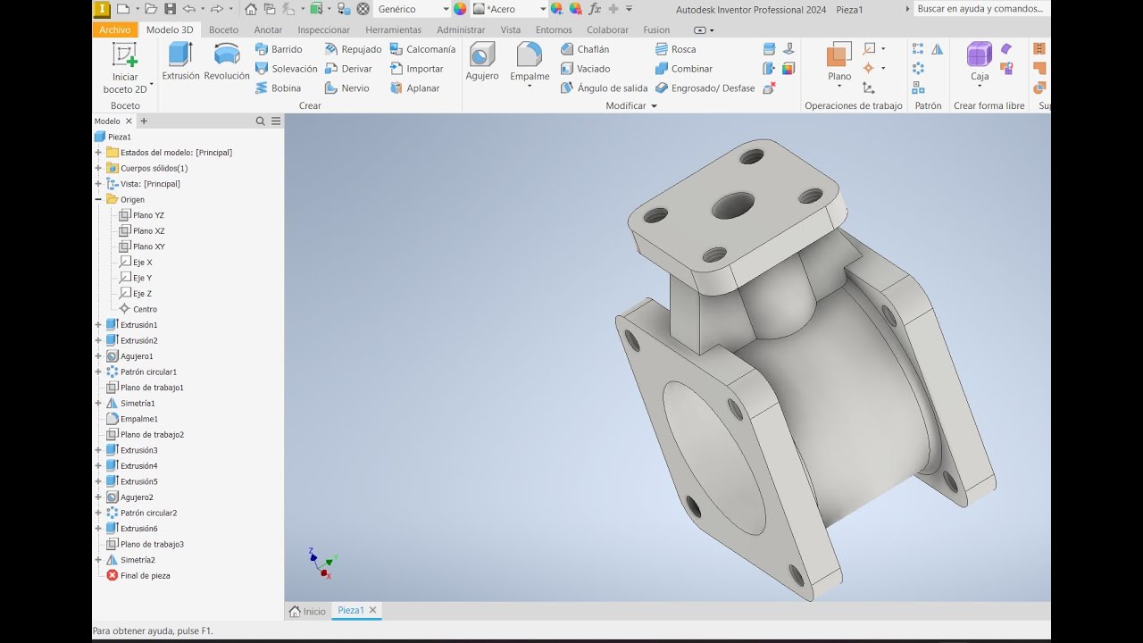 Autodesk Inventor- practice exercise for beginners - YouTube