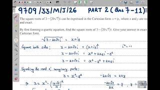 Details 9709/33/M/J/26 - PART 2 (Qns 7 - 11) | A LEVEL PURE MATHEMATICS 3 PAPER 33 MAY/JUNE 2026 News