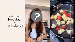 Heyoon Jeong's making her own breakfast with no makeup