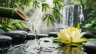 5 Hours Relaxing Waterfall & Bamboo Water Sounds 🌿 | Nature ASMR for Sleep & Relaxation