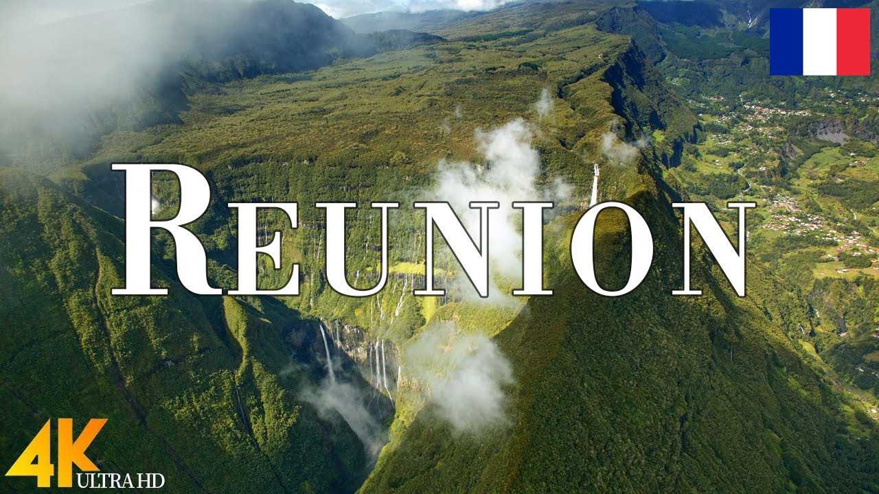 FLYING OVER REUNION ISLANDS (4K UHD) Relaxing Music Along With