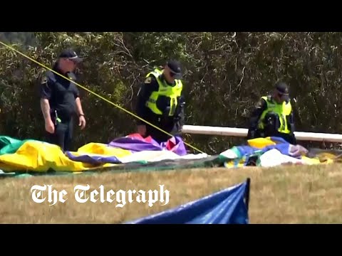Five children killed and several injured after bouncy castle blown 30ft into the air in Australia