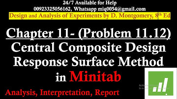 Response Surface Methodology in Minitab | Central Composite Design | Problem 11.12 DoE (Part-I)
