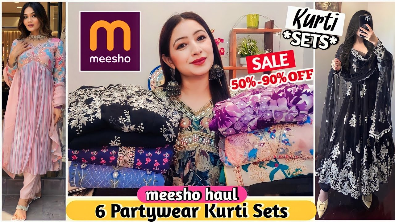 Meesho 🥰 Stylish Kurta Pant Dupatta Set Haul ♥️ Embroidered 🥰 Sequence